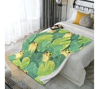 Water Lily Frog Throw Blanket, Cute Cartoon Animal Blanket Cozy Soft Lightweight Flannel Plush Blankets for Bed Couch Living Room Sofa Chair, 220x240cm