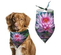 Water Lily Light and Shadow Dog Bandana Triangle Dog Scarf Washable Polyester Dog Bibs Cute Pet Bandana for Medium Large Dogs Puppy and Cats