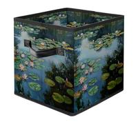 Water Lily Lotus Foldable Fabric Storage Cubes with Reinforced Handles - Large Collapsible Organizer Bins for Blankets, Space-Saving Home Storage Solution