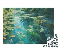 Water Lily Pond 1000 Piece Jigsaw Puzzle Paper for Adults Reflection Relaxation Focus Home Decor Gift 70x50cm/1000pcs