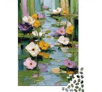 Water Lily Pond Painting-8 Jigsaw Puzzles Puzzle for Adults Kids. 1000 Piece Whimsical Challenge Toy Educational Games Home Decoration for Adults& Kids Age 14 Years Up 38x26cm/1000pcs