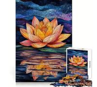 Water Lily Reflection Stained Glass Art 1000 Piece Jigsaw Puzzles for Adults Jigsaw Memory Strength Pleasant Downtime Fine Cut Meaningful Gift (38x52cm)