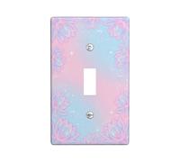 Water Lily Single Light Switch Cover Plate, Floral Modern Bubbles Sparkles Spring Peach Plastic Standard Size Switch Plate Decorative for Living Room Bedroom Home Office Decor (Single)