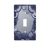 Water Lily Single Light Switch Cover Plate, Modern Elegant Circle Curves None Navy Plastic Standard Size Wall Switch Plates Accents for New Apartment Home Bedroom Office Decor (Single)