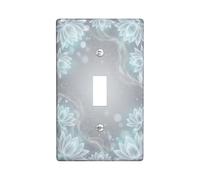 Water Lily Single Light Switch Cover Plate, Serene Elegant Bubbles Swirls Spring Light Blue Plastic Standard Size Decorative Wall Plates for New Apartment Home Bedroom Office Decor (Single)
