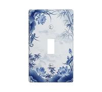 Water Lily Single Light Switch Cover Plate, Traditional Elegant Plant Cloud None Blue Plastic Standard Size Toggle Light Switch Cover for New Apartment Home Bedroom Office Decor (Single)