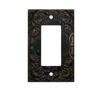Water Lily Single Rocker Light Switch Cover, Gothic Elegant Smoke Gem Fall Black Plastic Standard Size Switch Plate Decorative for Home Living Room New Apartment Decor