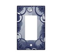 Water Lily Single Rocker Light Switch Cover, Modern Elegant Circle Curves None Navy Plastic Standard Size Accents Wall Switch Plates for Home Living Room New Apartment Decor
