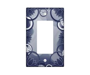 Water Lily Single Rocker Light Switch Cover, Modern Elegant Circle Curves None Navy Plastic Standard Size Accents Wall Switch Plates for Home Living Room New Apartment Decor