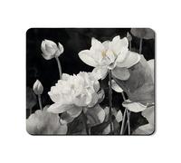 Water Lily Washer Dryer Top Protector Mat, Elegant Black White Floral Washing Machine Top Cover, Modern Rubber Anti-slip Waterproof Washer And Dryer Mats for Laundry Room 20x24 Inch