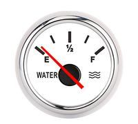 Water Liquid Level Gauge 2in Dial with Silver Frame, High Accuracy, Universal Fit for Marine, Truck, RV - Durable Stainless Steel, Anti - Vibration, Easy Install (White Dial Silver Cover)