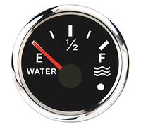 Water LLevel Sensor, Oil Tank Level Gauge, Waterproof Boat Water Level Gauge 52mm Universal Pointer Water Tank Level Gauge For Auto Car Truck Marine With Alarm 9-32V(Black Silver)