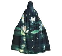 Water Lotus Unisex Adults Hooded Cloak Cape - Black & White Hooded Cloaks for Halloween Cosplay Costumes