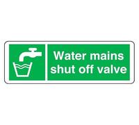 Water Mains Shut Off Valve - safety sign - 1.2mm Rigid plastic for indoor/outdoor usage (450mm x 150mm) Viewing Distance within 7m.