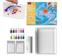 Water Marbling Paint Kit - Acrylic Textile Paints Pack, Arts & Crafts Activity Supplies | Engaging Set Of Creative Crafting, From 6 To 10 Years Gift for GA
