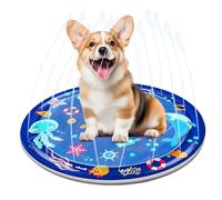 Water Mat for Cats,Pet Fountain Water Play Mat | Round Pet Sprinkler Pad for Gym, Outdoors, Indoors, Pool, Playground, Backyard