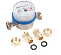 Water Meter, 15mm 1/2" Garden Home Plastic Cold Water Meter Dry Water Meter Single Water Flow Dry Table Measuring Tools Water Pump Water Meter for Garden Hose