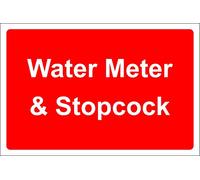 Water Meter and stopcock Safety sign - Self adhesive sticker 200mm x 150mm