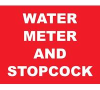 Water Meter and Stopcock Warning Sign Notice Sticker Sign Self Adhesive Gloss Decal Sticker 160mm x 125mm