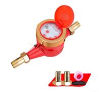 Water Meter Garden DN20 Hot Water Up to 90°C Brass Cold Water Meter Set DN20 Robust Iron Coated Garden Water Meter DN20 Horizontal Vertical Mountable Flow Meter DN20 Precise Reading (A)