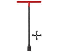 Water Meter Key, Heavy Duty Steel Curb Valve Wrench Tool with Easy Grip T Handle and U Shaped Shut Off Foot Complete with Plumbing Pipe Tube Cleaner Tool(Red)
