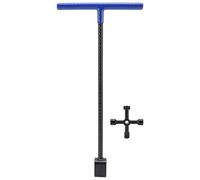 Water Meter Key, Heavy Duty Steel Curb Valve Wrench Tool with Easy Grip T Handle and U Shaped Shut Off Foot Complete with Plumbing Pipe Tube Cleaner Tool(Blue)