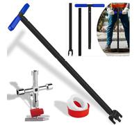Water Meter Key Shut Off Tool 15 Inch to 28 Inch with 4-way Multi-Functional Utilities Key, T-Handle Removable Water Meter Wrench for Curb Main and Water Meters, Underground Stop or Waste Valves