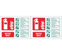 Water mist extinguisher identification Rigid PVC Safety Sign (Pack of 2)