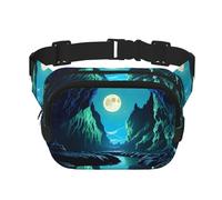 Water Moon Cave Fitness travel shoulder bag, fashionable and casual waist bag, square double-layer waist bag, Black, One Size, Black, One Size