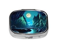 Water Moon Cave Square mini Pill Box, Travel Pill Box, can be Put into Wallet or Pocket to Store a Variety of Small Items