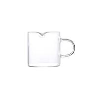 Water Mug Double Spouts Cups Shot Glasses Milk Cup with Handle Clear Glass Accessories for Machine (Clear, 5. 8x5. 8x5. 8)