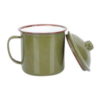 Water Mug with Cover Vintage Green Large Capacity Enamel