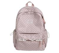 Water Nylon Backpack Korean Trend Style Large Capacity Light Pink | Multi Pocket School Bag for High School Girls Boys Outdoor Travel Commute
