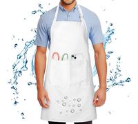 Water & Oil Proof Cooking Chef Bib Apron for 2 Pockets Men and Women, White