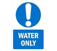 Water only, safety sign - Self adhesive sticker (600mm x 400mm)