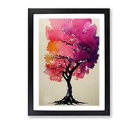 Water Paint Tree No.6 Framed Print | A3 Black Framed Wall Art | Ready to Hang | Modern Floral Picture | Living Room Bedroom Lounge Office