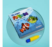 Water Painting Color Changing Cloth Book,Themes Water Colouring Books for Children Painting,Mess Free Magic Book,Reusable Water Painting Books for Children Magic Coloring Books with Water Pen (Sea)