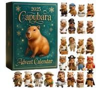 Water Pig Advent Calendar 2025, Pack of 24 Capybara Christmas Tree Pendants with 2D, Cute Water Pig Ornaments Advent Calendar, Funny Capybara Decorations (E)