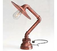 Water Pipe Table Lamp, Retro Industrial Steampunk Metal Creative Water Pipe Lighting, Plug-in Bedside Desk Lamp for Living Room, Bedroom, Study Room (Rustic Red)