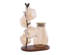 Water Pitcher Set with 1500ml Pitcher, 4 Cups & Branch-Like Rack | Reliable Seal Glass Water Pitcher Set for Cold & Hot Water for Kitchens, Living Rooms, Dining Rooms, Offices