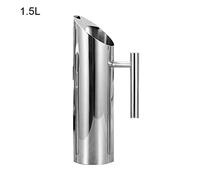 Water Pitcher Stainless Steel Cold Tea Jug Handle Coffee Drink Pot for Pub Restaurant M 1.5L Silver
