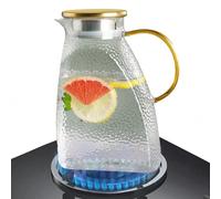 Water Pitcher with Lid - Glass Water Jag, Cold Brew Pitcher | 1.8L High Borosilicate Glass Construction with Stainless Steel Leak-Proof Lid, Durable Heat Resistant Design Supporting Hot and Cold