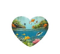 Water Plants And Fish Pattern Car Air Fresheners 4 Pcs Heart Shape Hanging Aromatherapy Tablets Scented Fresheners For Bedroom Bathroom
