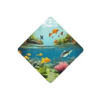 Water Plants And Fish Pattern Car Air Fresheners 4 Pcs Square Hanging Aromatherapy Tablets Scented Fresheners For Bedroom Bathroom