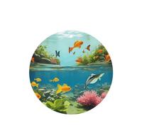Water Plants And Fish Pattern Car Air Fresheners 6 Pcs Round Shape Hanging Aromatherapy Tablets Scented Fresheners For Bedroom Bathroom