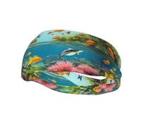Water Plants And Fish Pattern Sports Sweatband Headscarf Head Bands For Women Men Suitable For Running Yoga Fitness Football