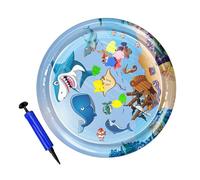 Water Play Mat for Cats - Round Inflatable Fun Sensory Pads | Thickened PVC Q Unbreakable Pet Bed, Interactive Enrichment Toy D Sensor Summer