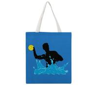 Water Polo Player Tote Bag | Canvas Shopping Bag Foldable Carry Groceries Cosmetic Bags Beach Travel 38cm x 41cm