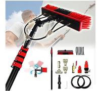 Water-Powered Window Cleaning Kit with Brush, Ideal for Solar Panel & Greenhouse Roof Cleaning, Extendable Pole for Effortless Reach & Shine