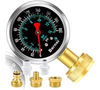 Water Pressure Glycerin Filled Gauge Kit, 0 to 200 Psi, Standard 3/4" Female Garden Hose Thread Plus 5 Adapters